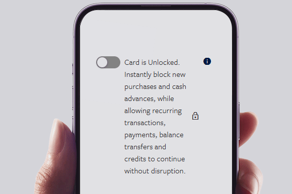 Lock your card toggle switch