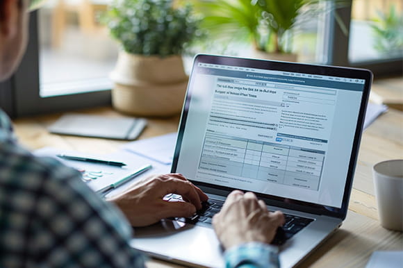 A person working on their laptop