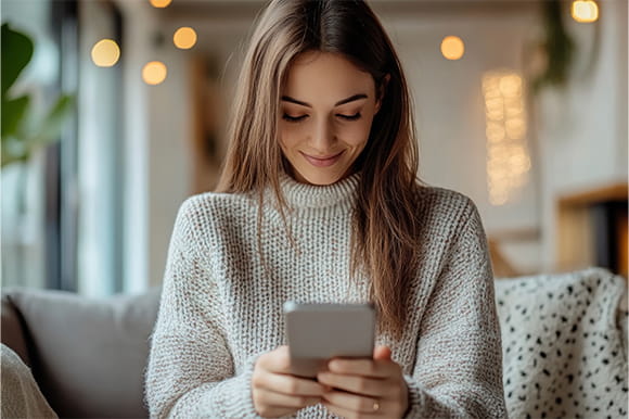 A woman looking at her smart phone