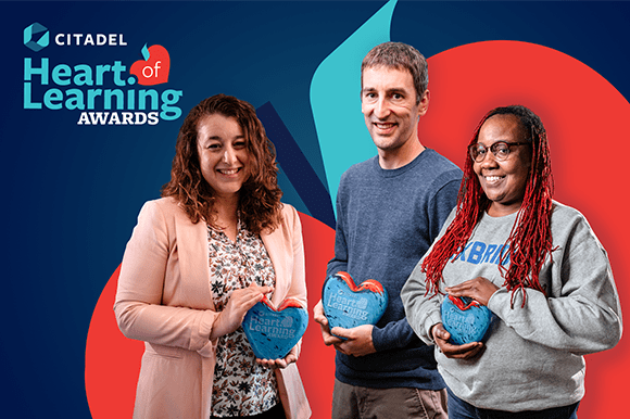 3 of the Citadel Heart of Learning Winners for 2024-25 holding the award