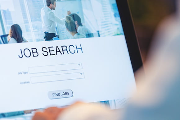 Computer screen showing a fake job posting website