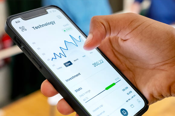 A graph displayed on a smart phone